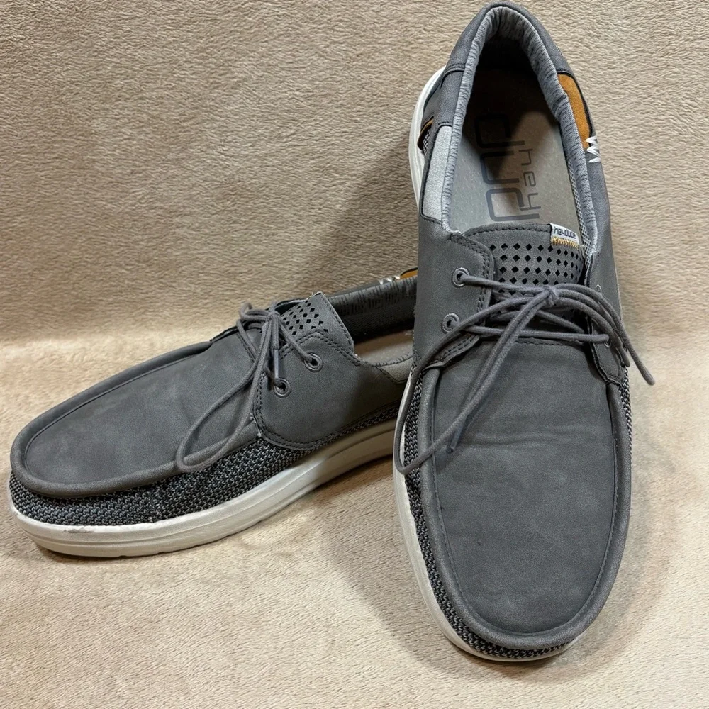 Hey Dude Welsh Grip Steel Gray Mens Size 12 Slip Ons‎ Shoes Sneakers